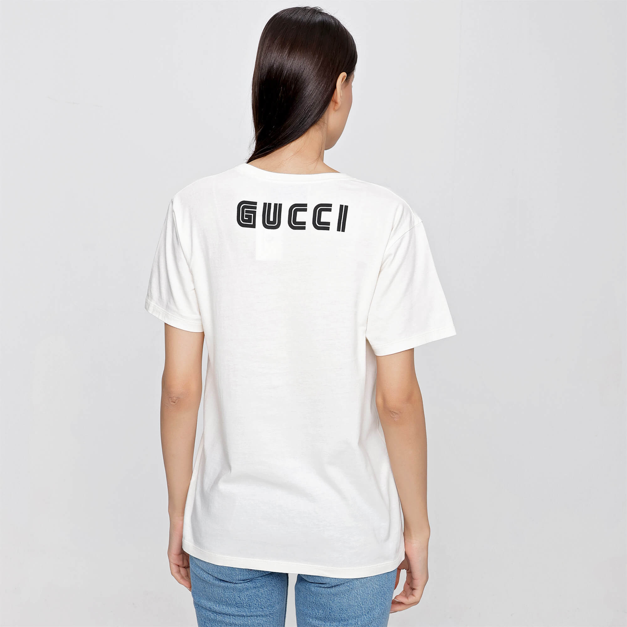 Gucci - Off White Cotton Rabbit Print Storika Tshirt